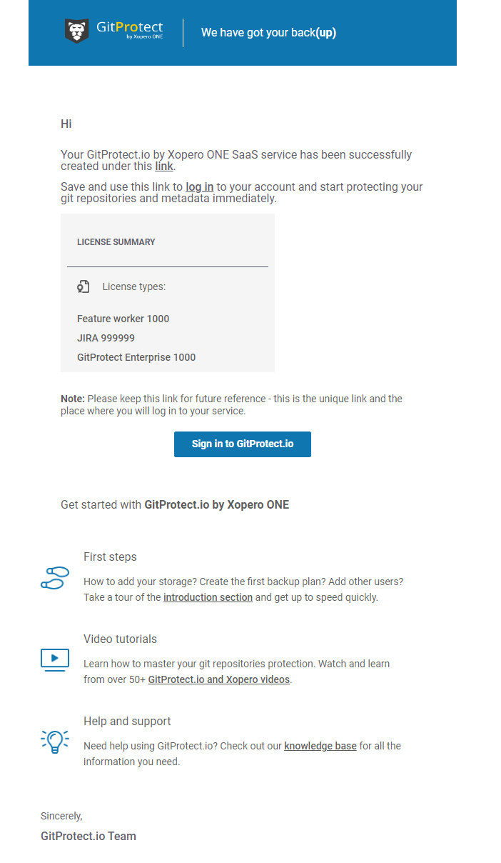 Email with details