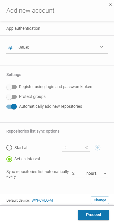 Add new account  APP arthentication